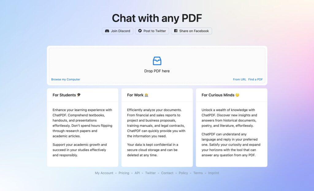 ChatPDF An Effective Tool for Learning, Work, and Curiosity by chatting with a PDF