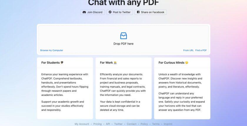 🤖 ChatPDF: An Effective Tool for Learning, Work, and Curiosity by chatting with a PDF 1 ChatPDF An Effective Tool for Learning, Work, and Curiosity by chatting with a PDF